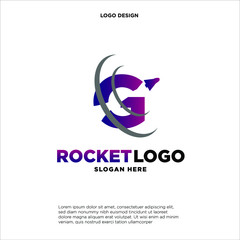 Initial letter G rocket logo design