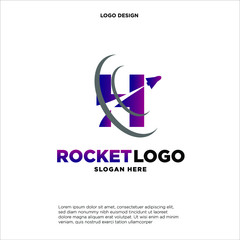 Initial letter H rocket logo design