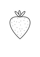Strawberry coloring page. Big round strawberry on a white background. Big berries. Berry design template for textile, web banner, postcard. Fresh summer fruits. Red berries and fruits.