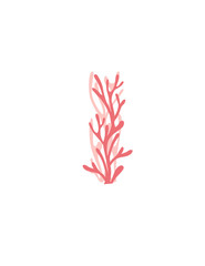 Letter I pink colored seaweeds underwater ocean plant sea coral elements flat vector illustration on white background