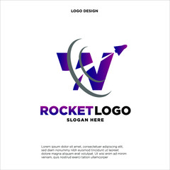 Initial letter W rocket logo design