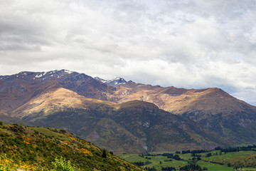 Mountain scenery Queenstown neighborhoods. South Island, New Zealand