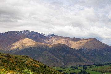 Mountain scenery Queenstown neighborhoods. New Zealand