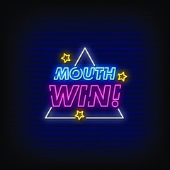 Mouth Win Neon Signs Style Text Vector