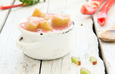 Rhabarber Rhabarberkompott Dessert Kompott Nachspeise Topf kochen