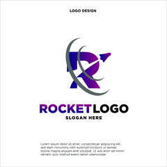 Fototapeta premium Initial letter R rocket logo design