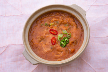 Ground soybean stew which is called Kongbiji-jjigae in Korea