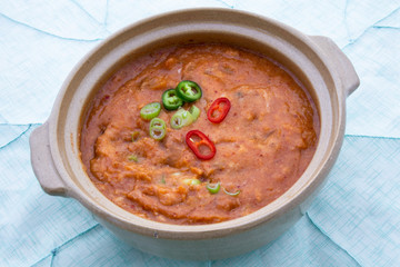 Ground soybean stew which is called Kongbiji-jjigae in Korea
