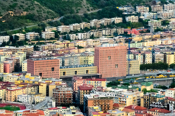Salerno, Italy, september 2017. Urban detail of this marine beautiful city. Many short buildings...