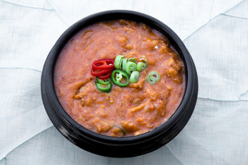 Ground soybean stew which is called Kongbiji-jjigae in Korea