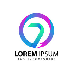 Awesome Abstract Gradient Seven Rotation Circle Company Modern Logo Design Template Premium Vector