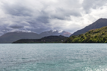 The mountainous shores of Lake Wakatipu. New Zealand