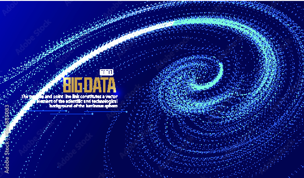 Aufkleber glowing particle flow vortex, internet technology big data background.