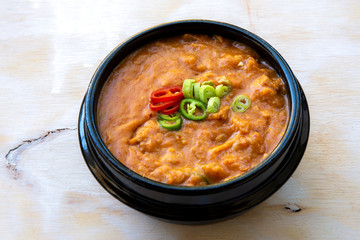 Ground soybean stew which is called Kongbiji-jjigae in Korea
