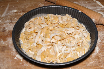 Raw Italian homemade tagliatelle pasta