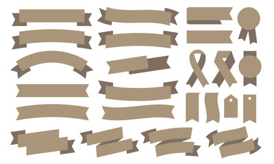 Minimal design, ribbon icons of various shapes, vector illustrations