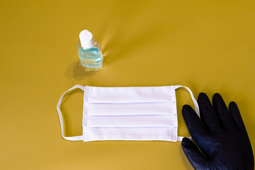 Masque et gant pour la protection contre virus, allergie, épidémie et pandémie mondiale. Pour...