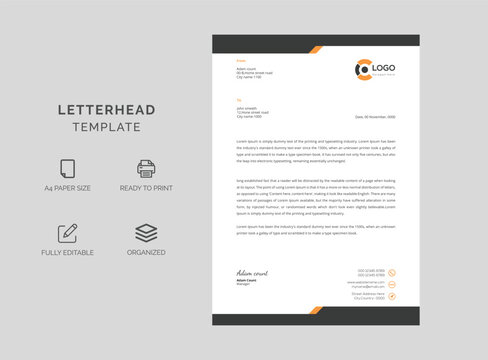 Professional letterhead vector template. Print ready design.