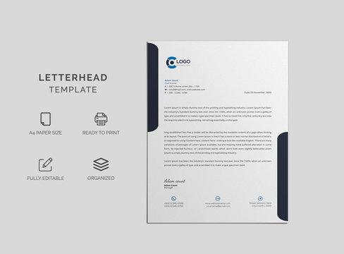 Corporate business letterhead design template. Professional print ready vector.