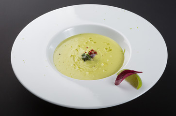 Green creamy avocado soup