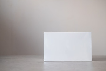 Close up of blank box on table