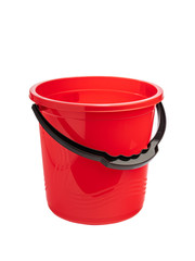 red plastic bucket for home and garden