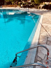 Swimming pool closed for quarantine period. Virus protection. Cyprus