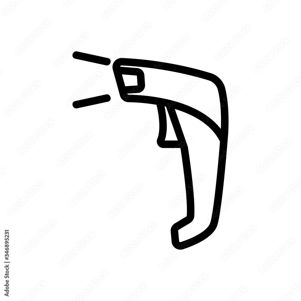 Poster laser device for scanning data in supermarket icon vector. laser device for scanning data in superma