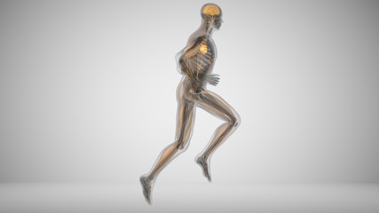 3d illustration of a running man with muscle lighting