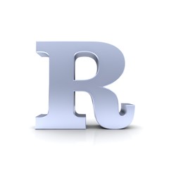R letter silver 3d sign