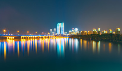 Fototapeta na wymiar Night view of Suzhou Industrial Park, Jiangsu Province, China