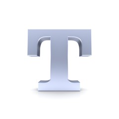 T letter silver 3d sign