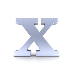 X letter silver 3d sign