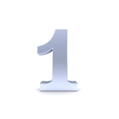 1 number silver one numeral sign 3d
