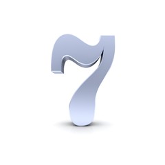 7 number silver seven numeral sign 3d