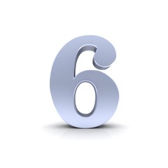 6 number silver six numeral sign 3d