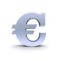Euro sign Euro money symbol silver EU currency sale icon 3d
