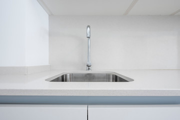 sink in white countertop kitchen