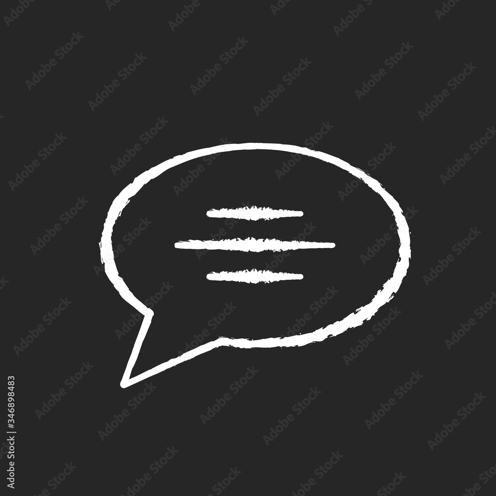 Poster chat bubble chalk white icon on black background. empty speech cloud. blank dialogue balloon with te