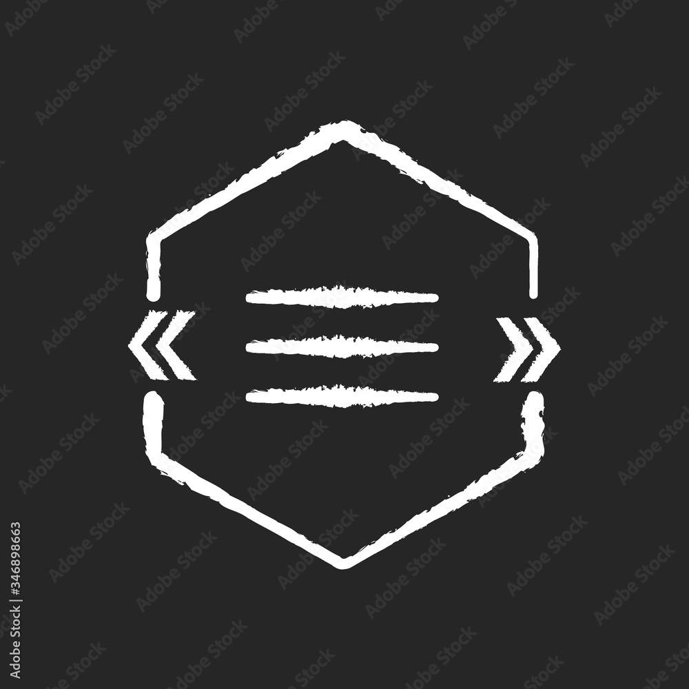 Poster textbox with angle quotes chalk white icon on black background. empty hexagonal box for direct speec