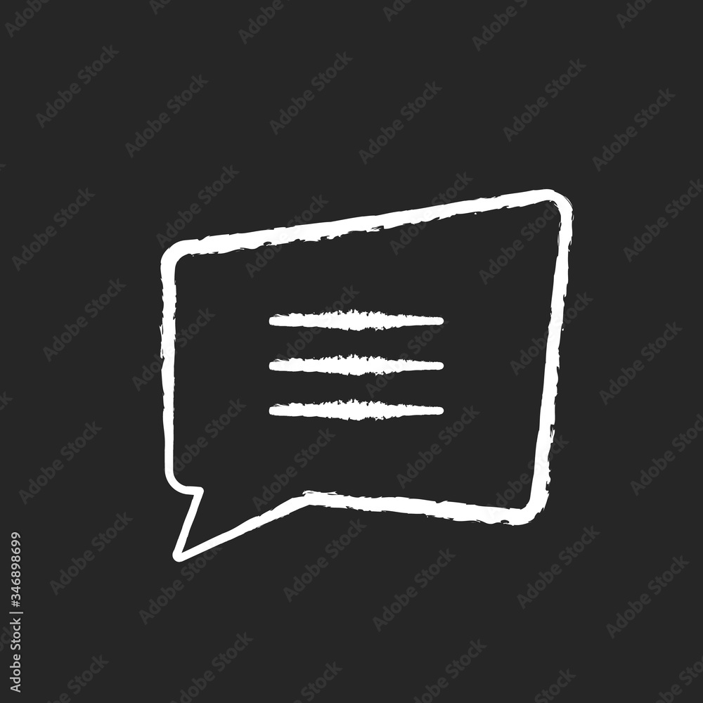 Poster comment box chalk white icon on black background. empty chat cloud. notification box. blank informat