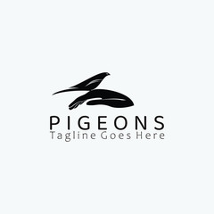 Pigeon dove and hand,  silhouette logo design inspiration