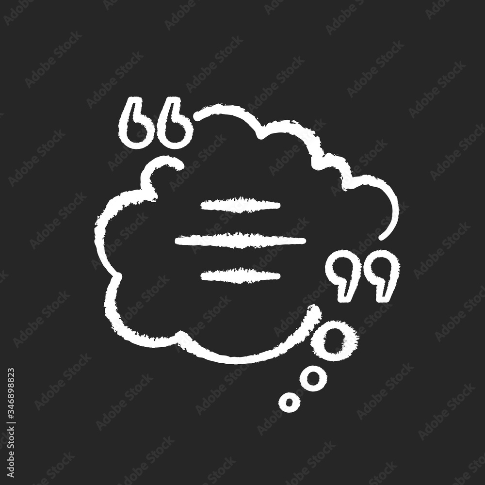 Poster thought bubble with quotes chalk white icon on black background. dream cloud. empty box for direct s