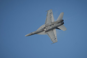 Fototapeta na wymiar Fighter in flight close-up.