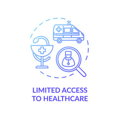Limited access to healthcare blue concept icon. Low quality medical treatment. First aid. Country living disadvantage idea thin line illustration. Vector isolated outline RGB color drawing