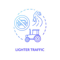 Lighter traffic blue concept icon. No automobile adn vehicles. Empty road and street. Countryside transportation idea thin line illustration. Vector isolated outline RGB color drawing