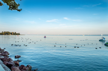 Summer view from the shore of Lake Balaton
