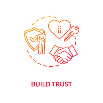 Build Trust Concept Icon. Relationship Development, Reliable Partnership Idea Thin Line Illustration. Personal Growth, Behaviour Improvement. Vector Isolated Outline RGB Color Drawing