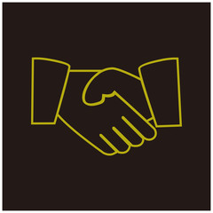 handshake icon symbol with a black background
