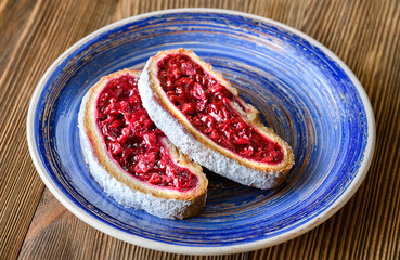 Slices of cherry strudel